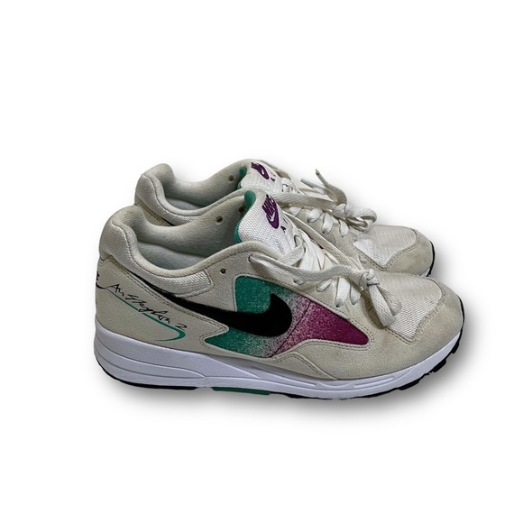 Nike Air Skylon‎ 2 Womens 7.5 Beige Suede Green Purple Sneakers Recrafted - Picture 1 of 7